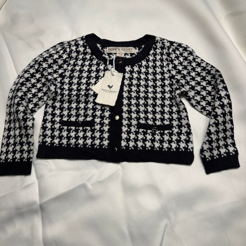 394. Hope& Henry black and white houndstooth cardigan Size XXS